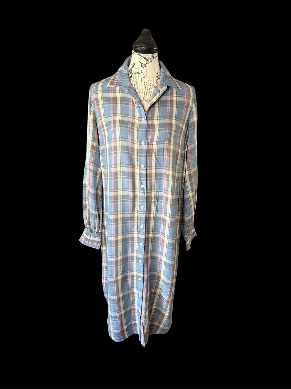 Polo Ralph Lauren Blue Plaid Cotton Women's Shirt Dress Size 6